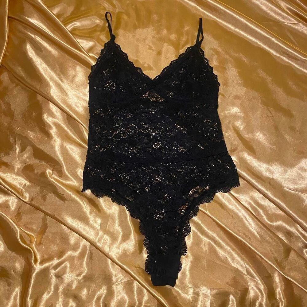 Lulu's Black Lace Thong Bodysuit - Picture 2 of 7